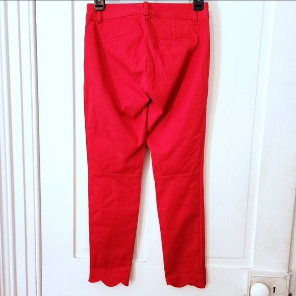 J Crew Cropped Scallop Edge Hem Red Slack Pants - Picture 3 of 5